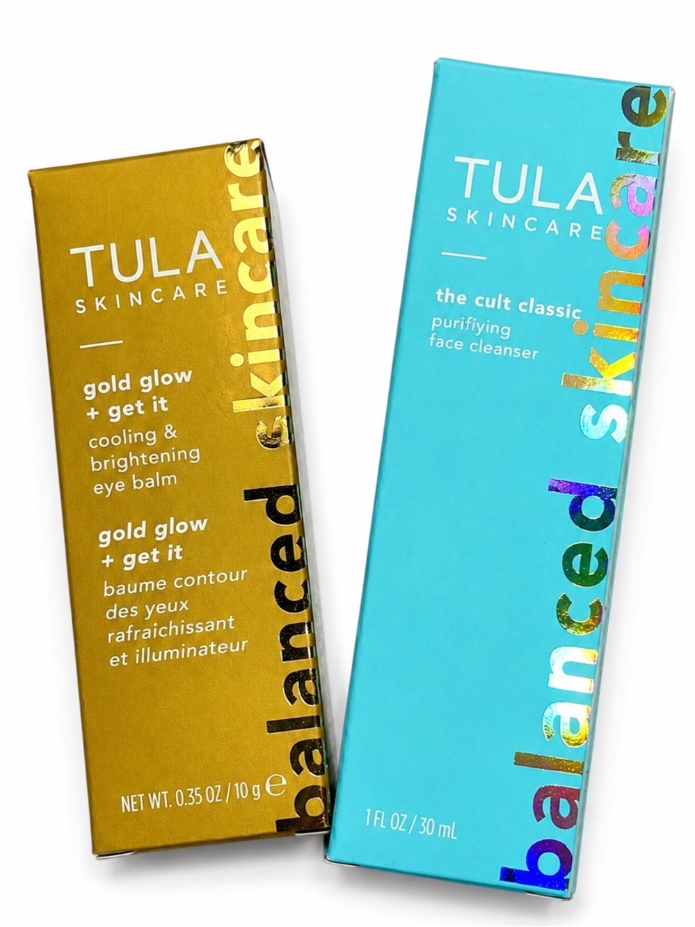 TULA SKINCARE Gold Glow Eye Balm & Cult Classic Face Cleanser Sealed